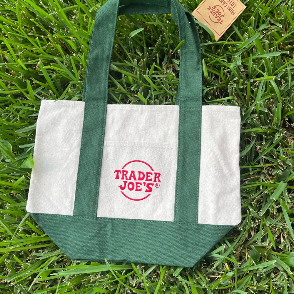 Mini trader Joe's tote bag moss green dark new